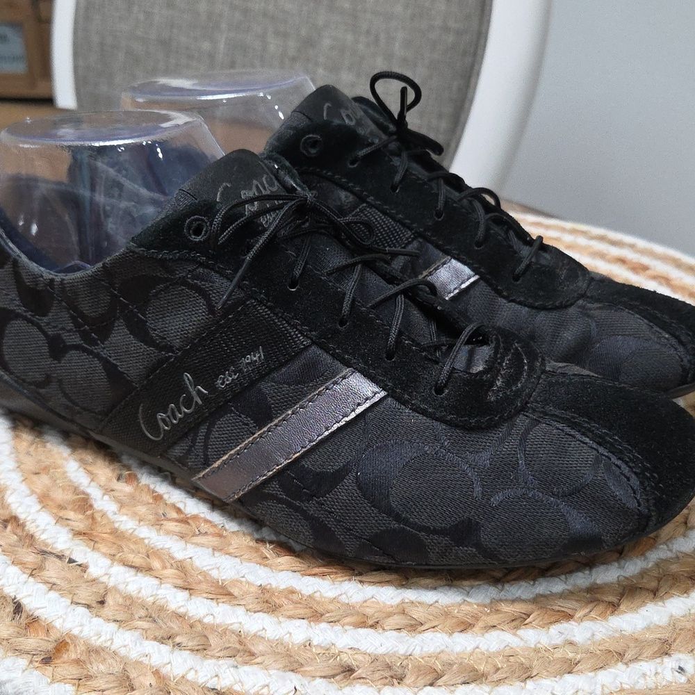 Coach Black Signature Logo Sneakers with Metallic Accent